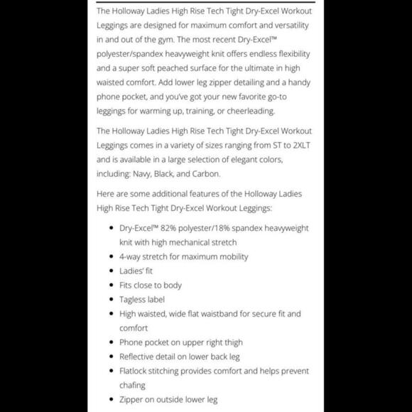 Holloway High-Performance Leggings - Navy Blue NWOT - Picture 9 of 9